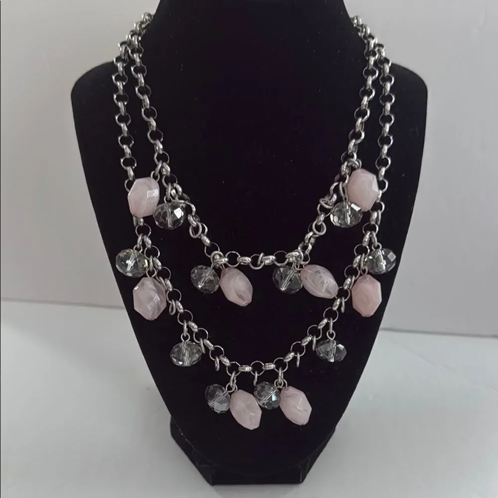 NWT Chico’s Elegant Silver and Pink Beaded Necklace
